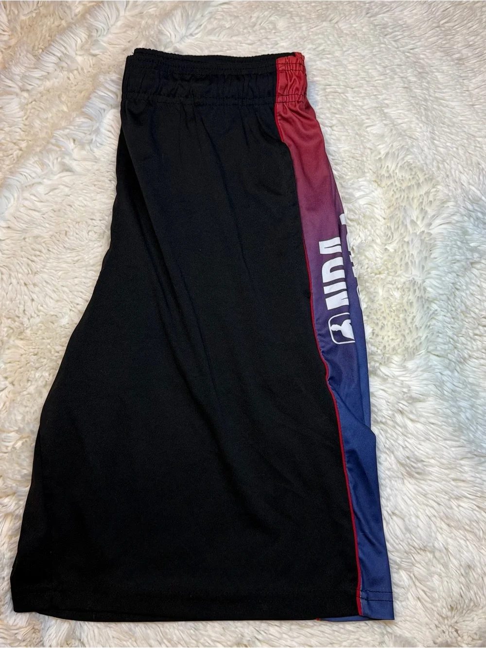 NBA men’s shorts size large Black/red/purple no liner 10” inseam